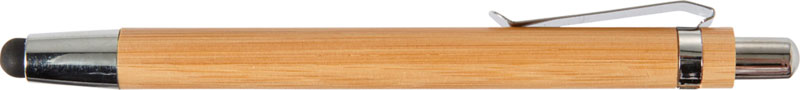 Penna legno di bambù con touch screen e clip metallo